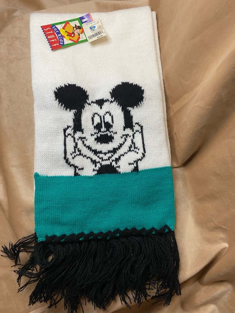 Vintage Mickey's Stuff for Kids Mickey Mouse Knit Scarf with Pompoms